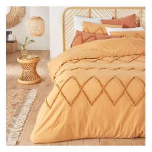 Image de Housse de couette en coton a ocre Rose