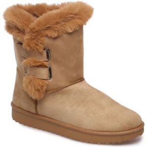 La Modeuse Bottes Boots camel en suédine et fausse fourrure à scratchs - Couleur 36,37,38,39,40,41 - Taille Marron