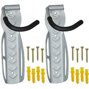 Relaxdays Support v&eacute;lo Mural en Lot de 2, Charge maximale : 25 kg, Suspension Verticale, m&eacute;tal (Acier), argent&eacute;