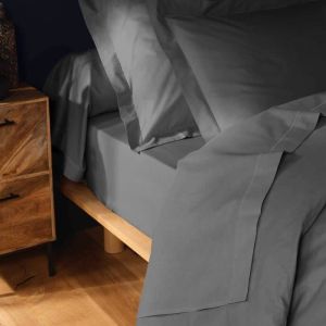 Drap housse 140x190 cm - Bonnet 30 cm - 100% coton - Anthracite