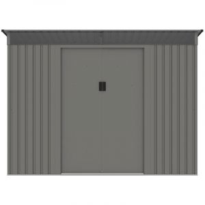 Abri de jardin m&eacute;tal en acier galvanis&eacute; gris 4,77 m&sup2; - FOLCO