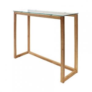 M&S Console 100x32x87 cm en verre et bois naturel