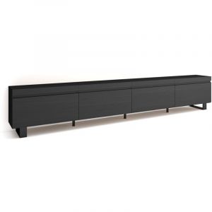 Skraut Home - Meuble TV - Banc Télé - Grand espace de Rangement - 320x35x57 cm - TV grand format - Design industriel - Style moderne - Noir