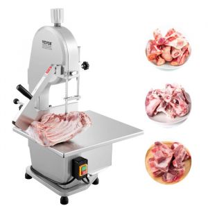 VEVOR Scie à os de boucher électrique commerciale, scie à ruban pour os 1800 W, scie pour viande et os congelés avec 5 lames, table 515 x 490 mm, épaisseur de max 180 mm pour supermarché, restaurant