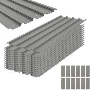 Outsunny Lot de 12 panneaux - dim. 129L x 45l cm - tôle acier ondulé gris clair