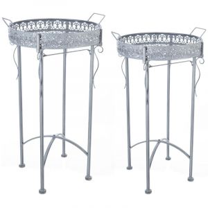 Image de Lot de 2 Tables Pliantes "Dentel" Gris "