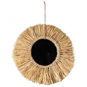 MIROIR BALI ROND RAPHIA PM 30CM BLANC