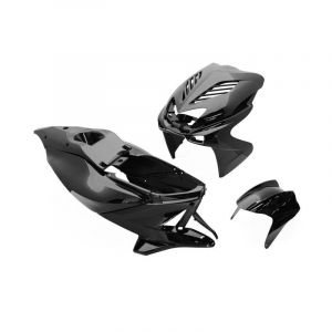 REPLAY Carrosserie scoot design pour mbk 50 nitro 1997+2012-yamaha 50 aerox 1997+2012 noir brillant (kit 8 pieces)