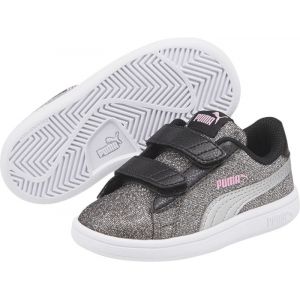 Puma Smash v2 Glitz toile Enfant-27-Noir Argent