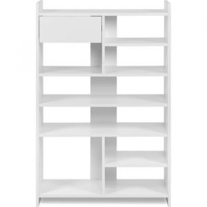 Meuble à chaussures - MÜNSTER - Blanc - 12 paires de chaussures - 71,5 x 25 x 109 cm