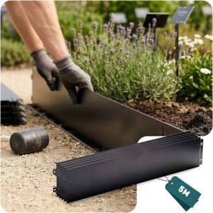 VOUNOT Bordure de Jardin Gazon en M&eacute;tal 5M Bordure de S&eacute;paration R&eacute;sistante Cl&ocirc;ture Flexible de Pelouse Epaisseur 0.7mm 100x18cm Lot de 5pcs pour Jardin Plantes Potager Noir