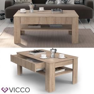 Image de Table basse "Milan" Chêne clair avec tiroir Vicco