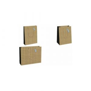 Clairefontaine 28794-6C - Un Sac Cadeau Kraft - Format Shopping - 37,3x11,8x27,5 cm - 210g - Motif : G&eacute;om&eacute;trique Blanc Et Bleu - Emballage Cadeaux, id&eacute;al pour : Jeux De Soci&eacute;t&eacute;, Puzzles