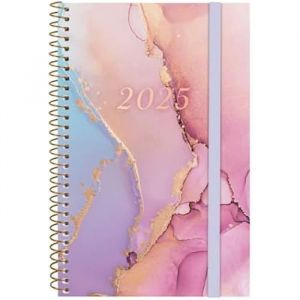 Image de Finocam Agenda &agrave; spirale Design Collection 2025 Vue hebdomadaire horizontale janvier 2025 &agrave; d&eacute;cembre 2025 (12 mois) Goldy Espagnol