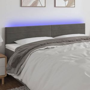 VidaXL Tête de lit à LED Gris foncé 160x5x78/88 cm Velours