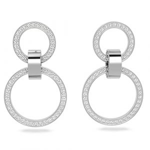 Swarovski Boucles d'oreilles Hollow, paire d'anneaux d'oreilles en métal rhodié, blanc