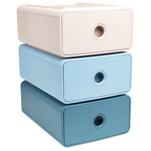 Exacompta Réf. 315406D - Carton de 3 modules de classement Tiny Box 1 tiroir Skandi superposable - Dimensions extérieures : Profondeur 19 x largeur 26,5 x Hauteur 10 cm - Assortis