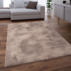 Tapis Salon Adulte Poil Long Shaggy Lavable En Machine Moelleux Pelucheux Beige Taupe 120 cm rond - Paco Home