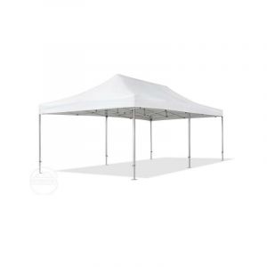 Intent24 TOOLPORT Tente pliante 4x8 m - Alu, PVC env. 620g/m², anti-feu, 4 côtés sans fenêtre, blanc