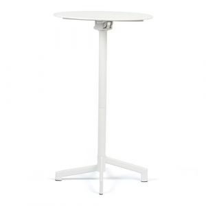 Skl Table de bar pliante et transformable en 2 hauteurs en acier (Ø59,5 cm) Dely Acier Blanc