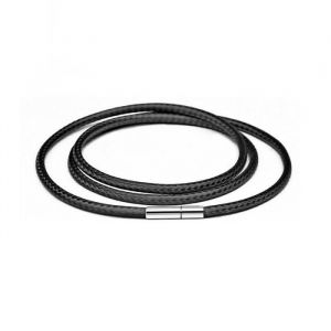 Image de DAMILY Collier - Cordon pour Pendentif - Pr&eacute;nom Personnalis&eacute; Collier en Cuir Simili - avec Fermoir Acier Inoxydable - 60CM - Noir