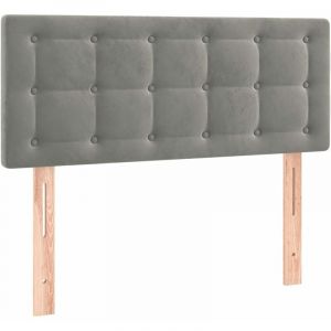 Décoshop26 Tête de lit accessoire couchage chambre à coucher meuble capitonné 80 x 5 x 78/88 cm tissu velours gris clair - gris