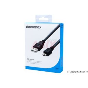 Image de Dacomex Cordon USB 2.0 Type-A - mini USB B noir - 1,5 m