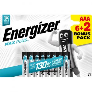 Energizer Pile alcaline AAA / LR3 Max Plus - Pack 6 + 2 GRATUITES