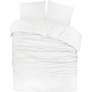 DoubleDry Housse de couette Flanelle - 140x200/220 cm Single - 100% coton doux - Respirant et doux pour la peau - Certifi&eacute; OEKO-TEX & BSCI - Blanc