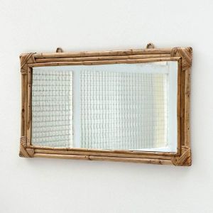 Miroir rectangulaire en rotin Moka Bois clair 36 x cm