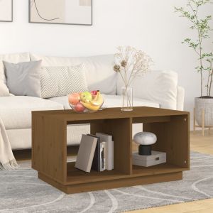 Image de VidaXL Table basse Marron miel 80x50x40 cm Bois massif de pin Honey brown
