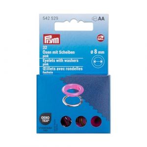 Prym 542529 Œillets avec rondelles 8 mm Rose/argenté Compatible avec Vario Creative Tool