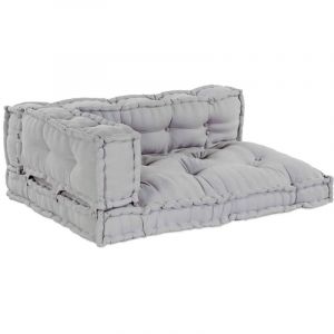 Coussin de canap&eacute; Pallet avec appui bras et dossier en tissu gris