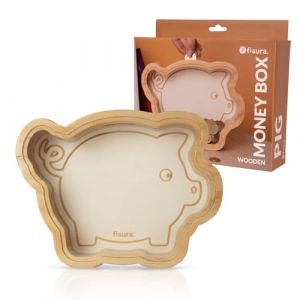 Fisura &ndash; Tirelire Cochon en Bois pour Enfant. Tirelire Transparente et Originale en M&eacute;thacrylate pour Pi&egrave;ces et Billets. Id&eacute;e Cadeau Amusante. 22,5 x 16 cm.