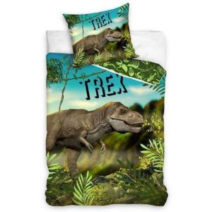 Home Dinosaure Rex - Parure de lit coton enfant - Housse de Couette 140x200 cm et une Taie d’oreiller 65x65 cm
