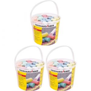 Faber-Castell Lot de 3 articles Eberhard Faber - Craies de rue, 3 seau avec 20 craies de couleur chacun