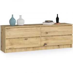 Grande Commode pour le salon Akord K160 Chêne Artisan 160 cm 4 tiroirs façade Chêne Artisan 160x40x55 cm
