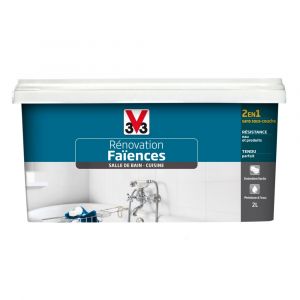 V33 Peinture rénovation faïence salle de bain / cuisine flanel satin 2L