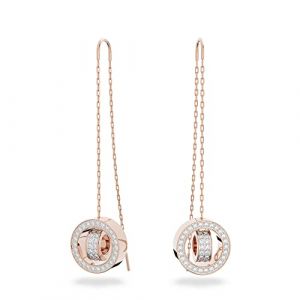 Swarovski Boucles d'oreilles Hollow, paire de pendants d'oreilles longs, placage de ton or rosé, blanc