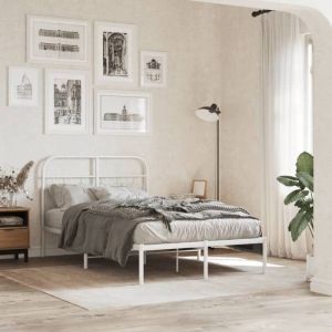 VidaXL Cadre de lit métal avec tête de lit blanc 120x190 cm