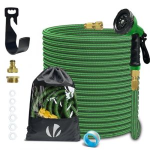 Image de VOUNOT Tuyau d'Arrosage Extensible 30m Renforcé Adaptable 1/2" et 3/4" 10 Modes de Pulvérisation Flexible et Anti-Fuite Raccord et Sac de Rangement Fournis Vert