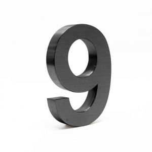 Wiltec Plaque Numéro Maison Chiffre '9' 3D, 130 x 30 x 200 mm, Gris anthracite, Acier galvanisé, Résistant aux intempéries, Matériel fixation inclus