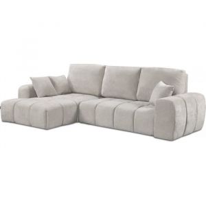 Canapé dangle gauche convertible en tissu chenille Verneuil - 3 places - Beige