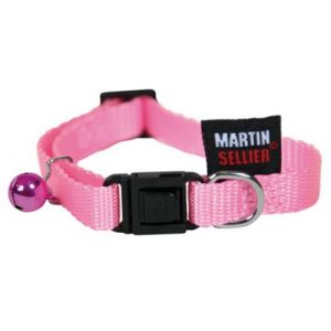 Martin Sellier Collier pour chat - nylon uni rose (20/30cm x 10mm)