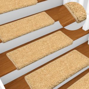 VidaXL Tapis d'escalier 10 pcs 65x25 cm Beige Beige