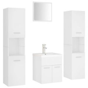 VidaXL Ensemble de meubles de salle de bain Blanc Aggloméré