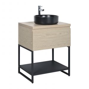 Structure en m&eacute;tal pi&egrave;tement sous vasque 60 cm WILL - Noir