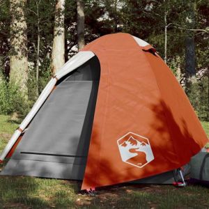 Tente de camping à dôme 2 personnes gris et orange imperméable