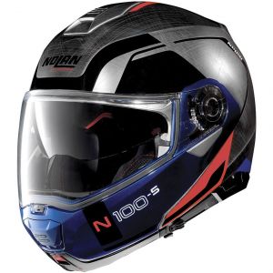 Nolan Casques N100-5 Consistency N Com XS Scratched Chrome Blue - Scratched Chrome Blue - Taille XS