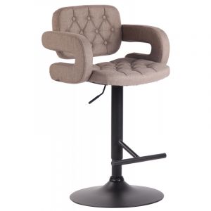 CLP Tabouret fabriqué en métal et revêtu en tissu avec finition couleur taupe et noir Dublin